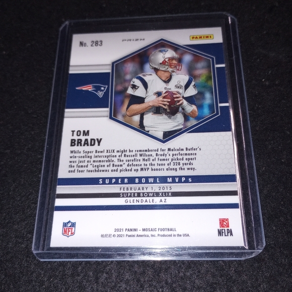 2021 Mosaic Tom Brady Super Bowl MVPs Mosaic Green Prizm #283 Patriots - Picture 2 of 2